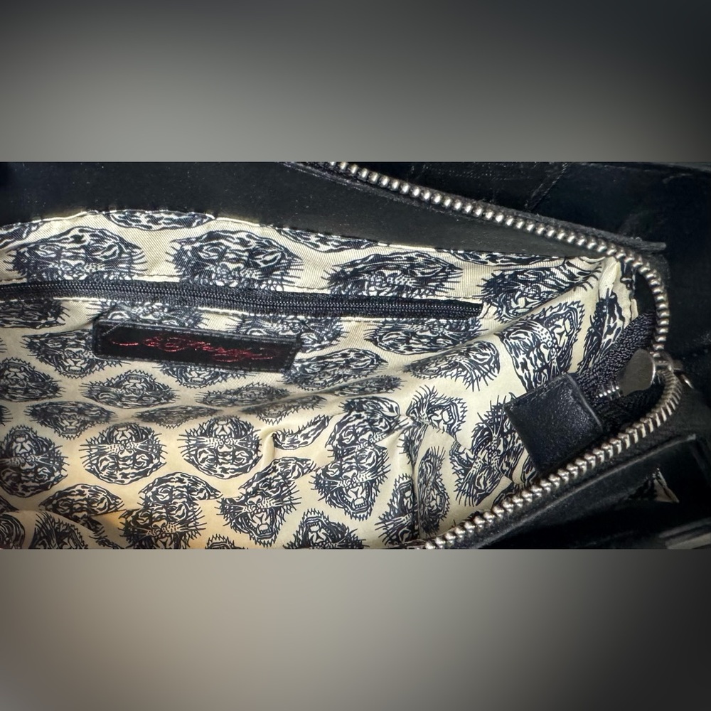 Ed Hardy Black and Red Skull gem Crossbody tote zippered handbag crossbody - Picture 9 of 12